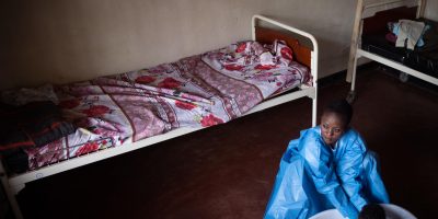 On 6 December 2018, at a UNICEF supported crèche in Beni, in the eastern DRC, Kavira Langa Jemima, an Ebola survivor, bathes 6 month old Josue, who's mother is undergoing treatment for Ebola. Those infected with Ebola have to be treated in isolation which means children whose parents are infected have to be separated from them. The children here are monitored for signs of the virus and receive daily medical checkups and nutritional assistance; but they also receive love, emotional and psychosocial support from women like Jemima who have been cured and are thus no longer susceptible to the disease.
As at 11 December 2018, children now account for more than one third of the Ebola cases in affected regions of the eastern Democratic Republic of the Congo (DRC), UNICEF said today. The UN children’s agency also reported that one in ten Ebola cases is under five-years-old, while children who contract the Ebola virus are at higher risk of dying from the disease than adults. Continued efforts are needed to raise awareness of prevention methods and promote early access to treatment which dramatically improves survival rates. The impact of the disease on children goes beyond those who have been infected. When parents or caregivers with the disease are taken to treatment centres or pass away, some children are left on their own. UNICEF and its partners have so far identified more than 400 children who have been orphaned or left unaccompanied because of the virus. The growing number of separated children is linked to the high caseload of patients in the Ebola treatment centres of Beni and Butembo, the current epicentres of the disease. UNICEF provides Ebola-infected children, orphans and unaccompanied children with appropriate assistance, including nutritional care and psychosocial and educational support. Together with its partners, UNICEF has opened a kindergarten next to the Ebola treatment centre of Beni to assist the youngest children whose parents are isolated in the UN0264161/UNICEF