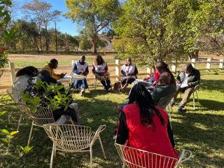 Zimbabwe Red Cross Volunteers assist with the RQA training by acting as ‘participants’ for trainees to practice their interviewing and notetaking skills, Mazowe Conference Center, Zimbabwe. June 2024