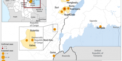 WHO map of the 3 health zones in Ituri Province, DRC. As of 18 May 2026, these health zones are affected by an Ebola outbreak.